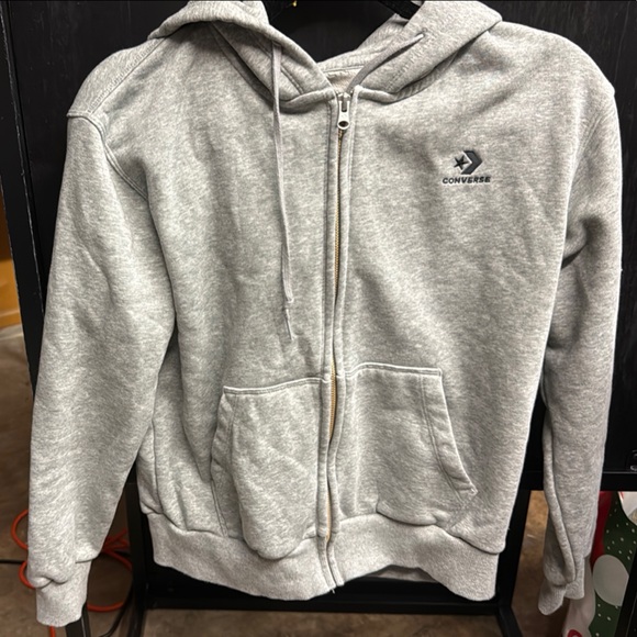 Converse Gray Zip Up Sweater with - Picture 1 of 4
